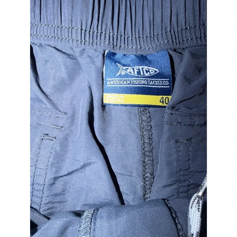 American Fishing Tackle Co. Blue Nylon Men's Shorts Size 40 Drawstring Pockets